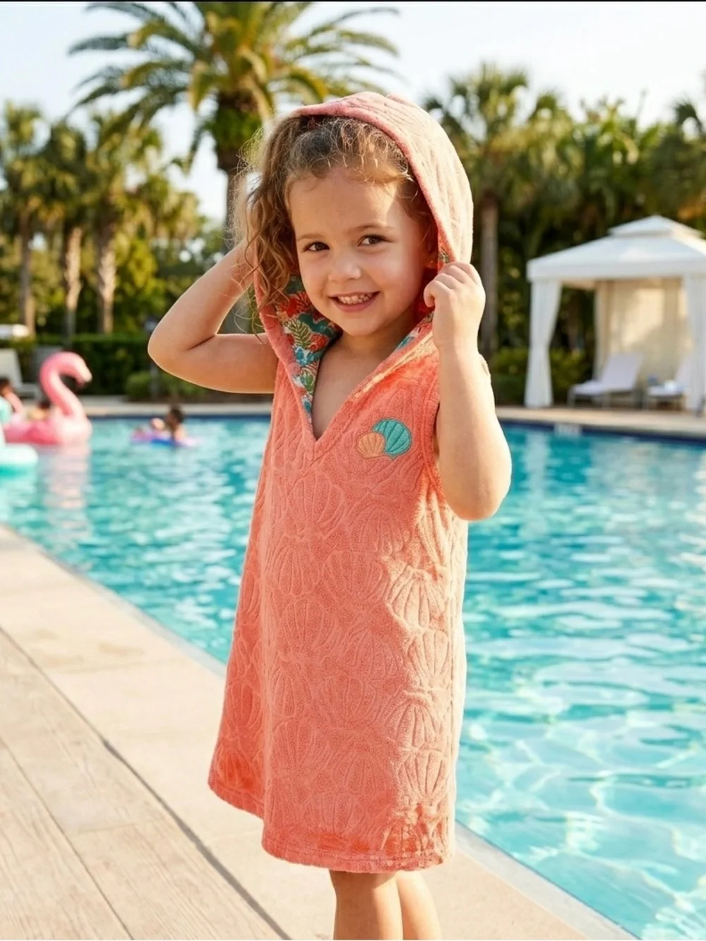 Disney Ariel The Little Mermaid Coral Pink Hooded Swim Cover-Up Dress (Size 4)